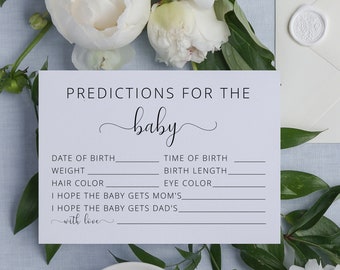 Predicciones para el bebé (imprimible), para imprimir en casa, juego para baby shower, unisex, descarga instantánea.