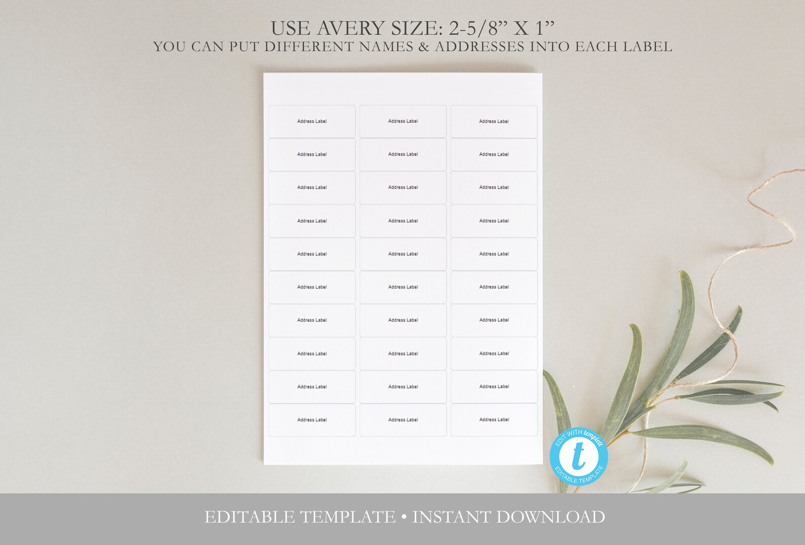 Guest Address Label Instant Download DIY Address Labels Etsy