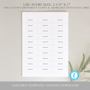 Guest Address Label Instant Download DIY Address Labels - Etsy
