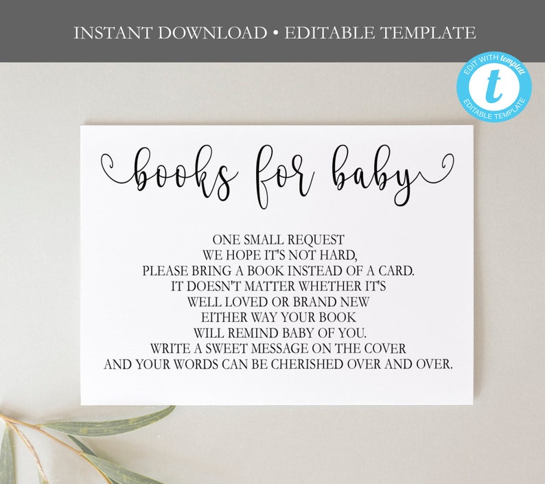 Books for Baby Request Printable Insert Instant Download - Etsy
