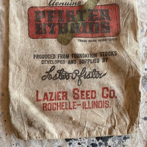 Vintage 1940s Pfister Hybrids Seed Sack Lazier Seed Co Rochelle Il image 3