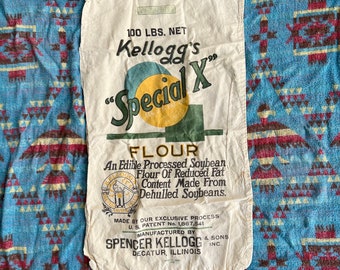 Vintage Kellogg’s “Special X” 100 lbs Flour Sack Decatur, IL