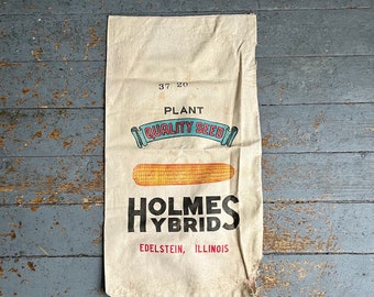 Vintage Holmes Hybrid Seed Sack Edelstein, IL
