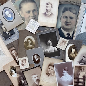 25 Antique Studio Portraits Photo Lot Midwest Studios Decor