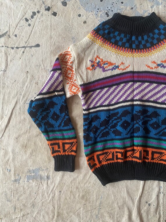 Vintage Mixed Blues Vibrant Crewneck Sweater - image 2