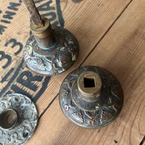 1890s Pair of Star Brass Rosettes and Door Knobs J-21700 image 6
