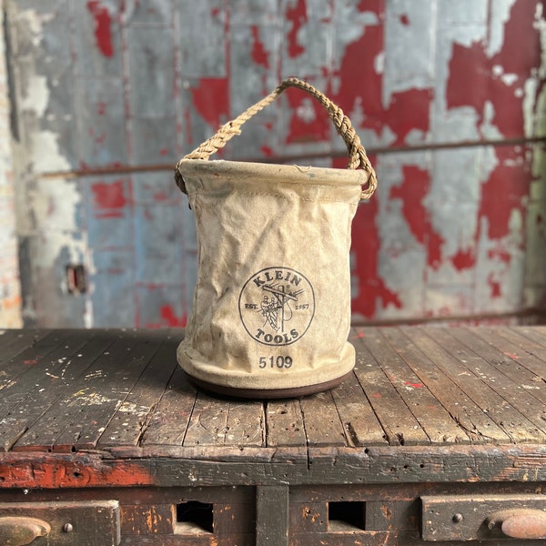 Bolsa de lona para herramientas estilo cubo Klein Linemans vintage