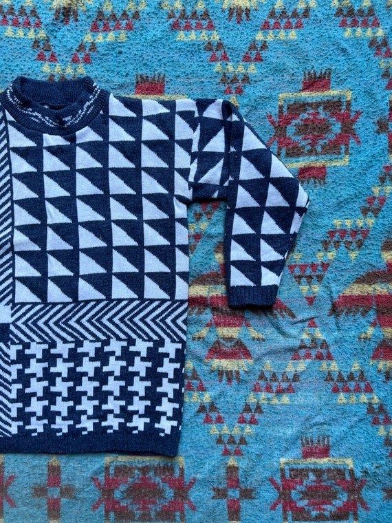 Vintage 80s Geometric Crewneck Sweater - image 2