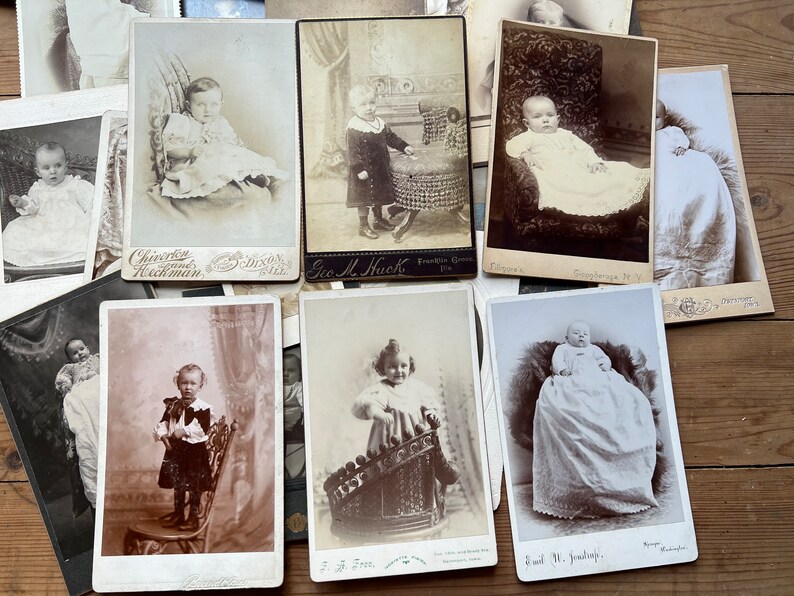 25 Antique Studio Portraits of Babies and Infants Photo Lot image 3