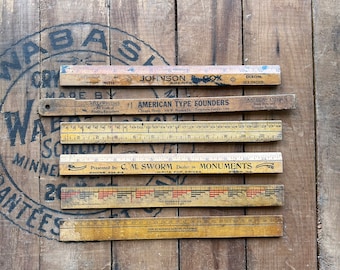 Vintage Lot of Wood Advertising and Classroom Rulers