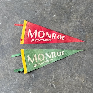 Vintage Monroe, Wisconsin Felt Pennants