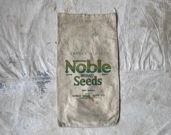 Vintage Noble Bros Seed Co Gibson City, IL Sack Farmhouse Rustic Decor