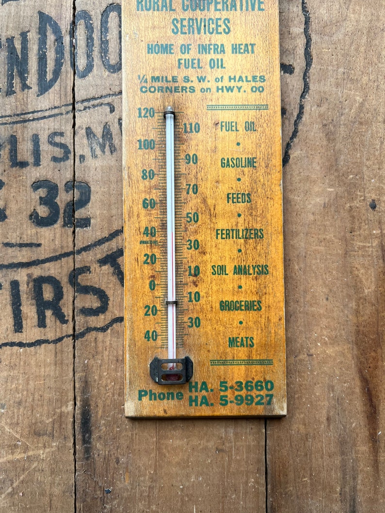 Vintage Rural Coop Services Hales Corners, WI Wood Thermometer Milwaukee image 4