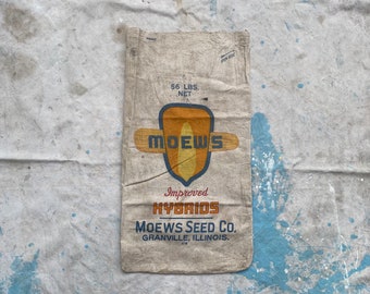 Vintage Moews Seed Co Granville, IL Sack Farmhouse Rustic Decor