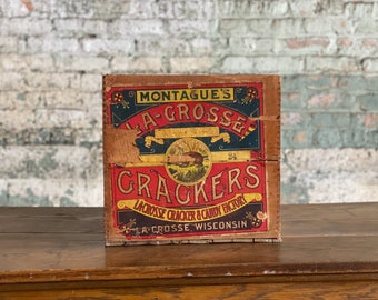 Antique LaCrosse Cracker & Candy Factory Cracker Box Wisconsin