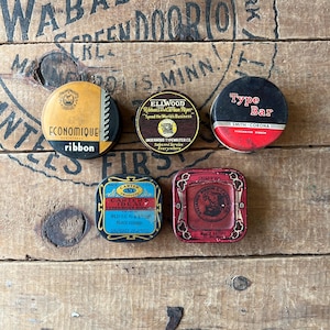 Vintage Lot of 5 Typewriter Ribbon Tins