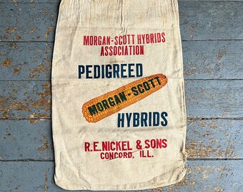 Vintage R.E. Nickel Morgan-Scott Hybrid Seed Sack Concord, IL