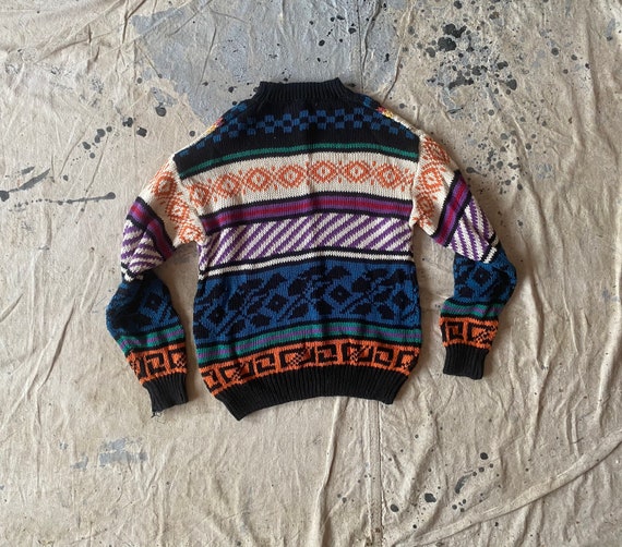 Vintage Mixed Blues Vibrant Crewneck Sweater - image 8