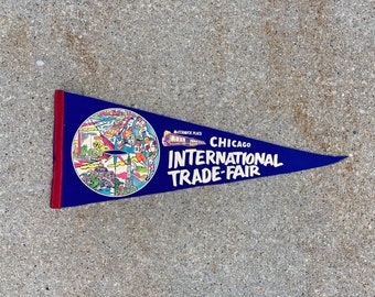 Vintage Chicago International Trade Fair Felt Pennant Home Decor