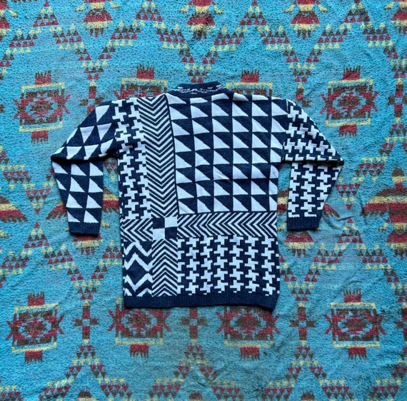Vintage 80s Geometric Crewneck Sweater - image 6
