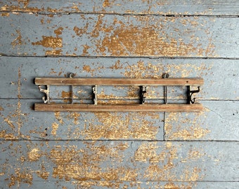 Antique 21” Wall-Mount Wood and Cast Iron Coat Rack