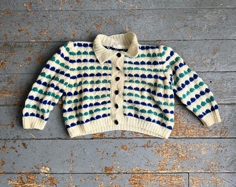 Vintage 70s Hand Knit Cardigan Shrug Sweater