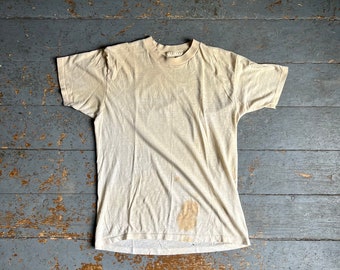 Vintage 70s Thrashed Mayo Spruce Blank T Shirt