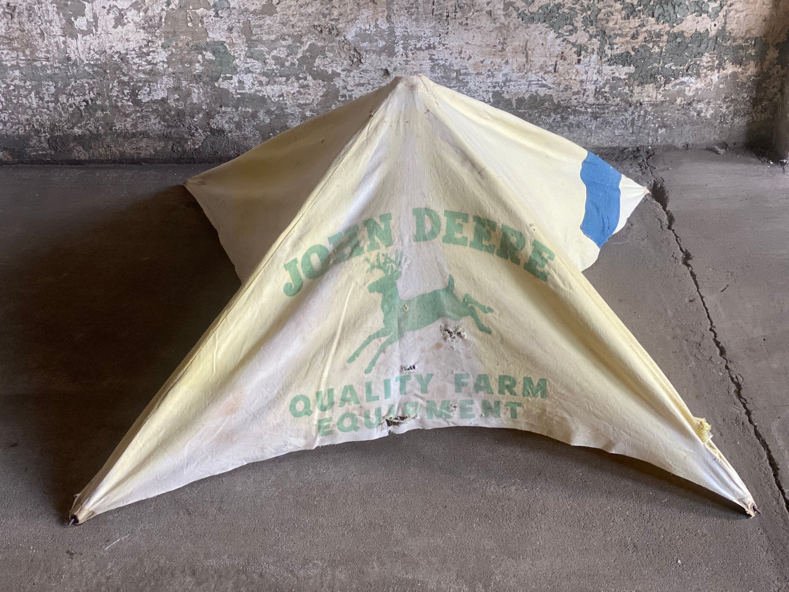 Vintage John Deere Tractor Umbrella Denim Patch Midwest Farm Etsy