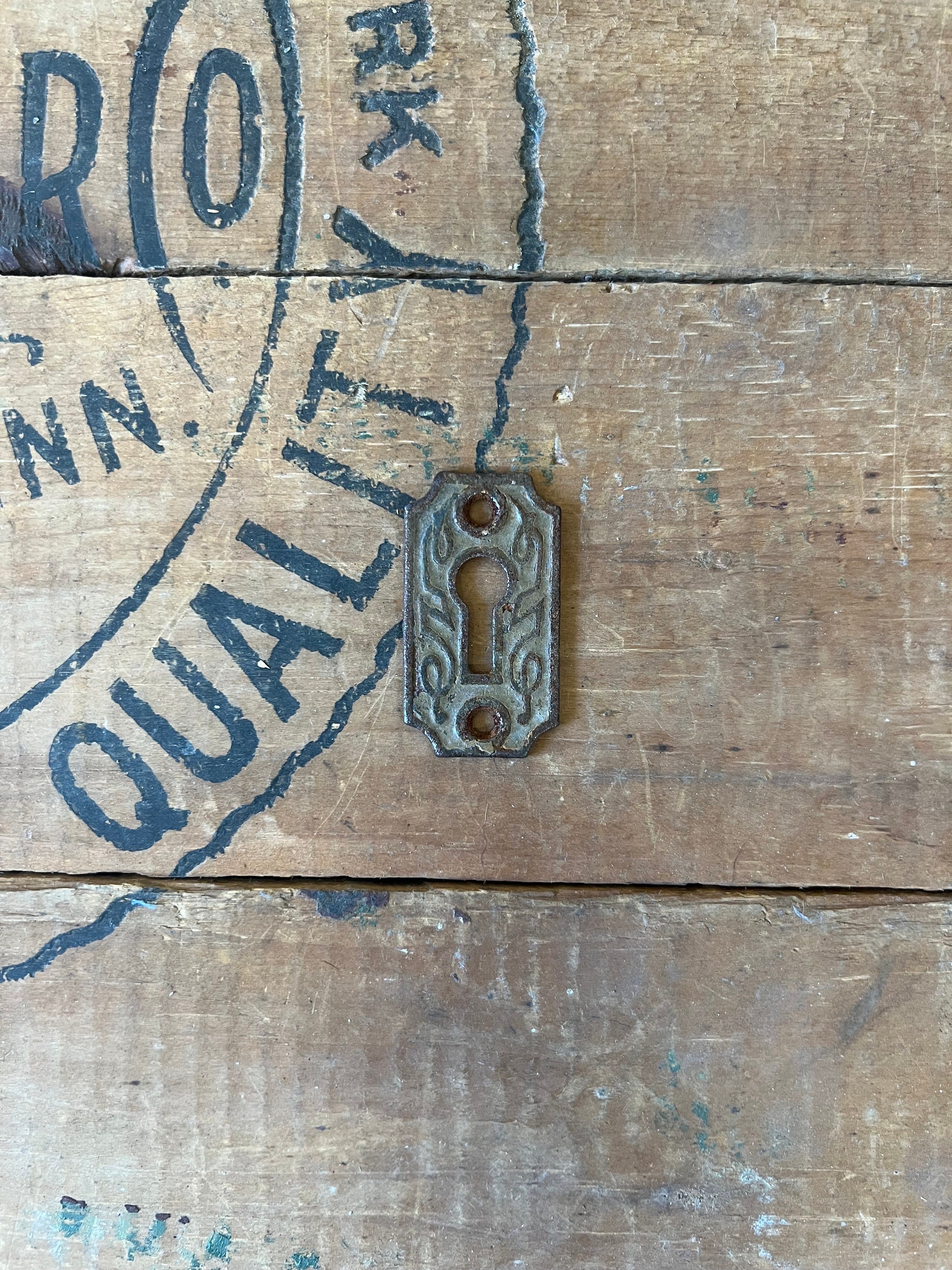 Antique Cast Iron Salvaged Door Keyhole Plate