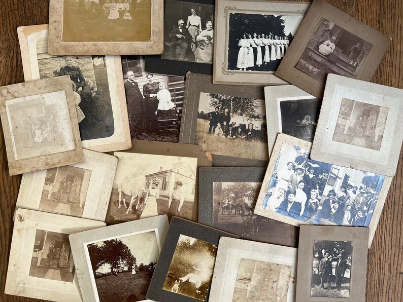 Antique Exterior Group Photo Cabinet Card Lot Country Home Pictures image 2