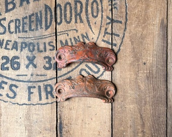 Pair of Cast Iron Ornate Drawer Pulls