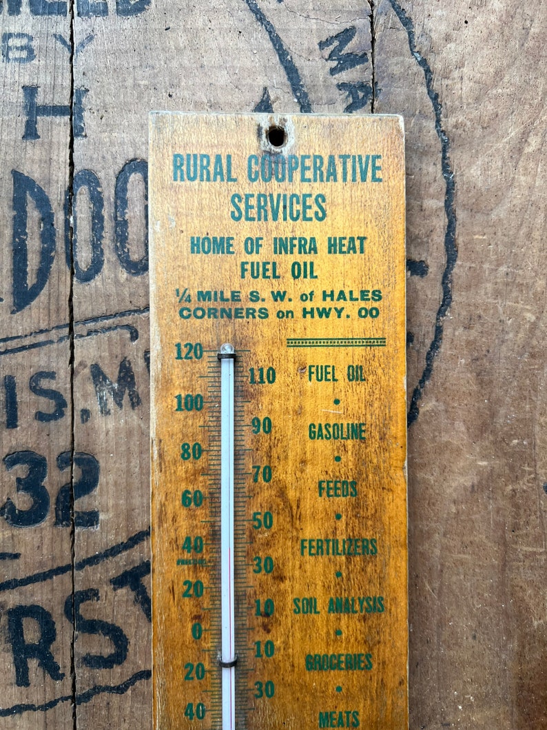 Vintage Rural Coop Services Hales Corners, WI Wood Thermometer Milwaukee image 3