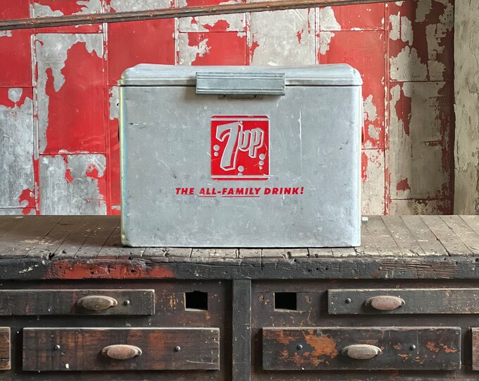 Vintage 7 UP Cronstroms Aluminum Cooler Picnic Camping Decor Etsy