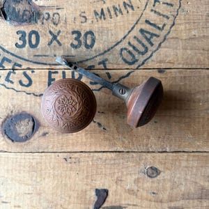 1890s Brass Reading Windsor Door Knobs Salvaged Hardware H-25400