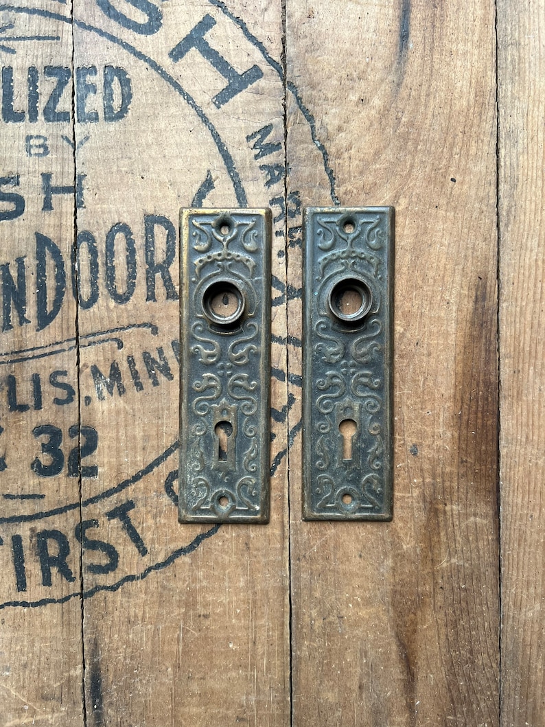 Pair of 1890s Pressed Door Plates image 1