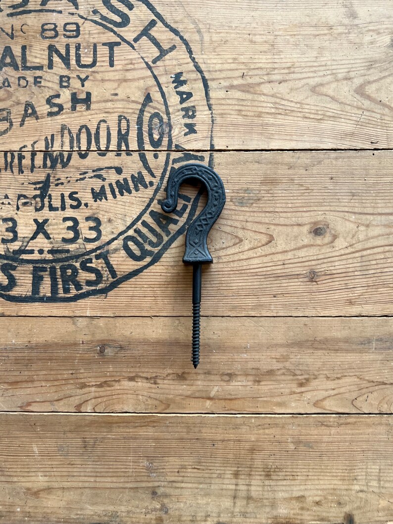 Antique Eastlake Victorian Cast Iron Plant Holder Screw-In Hook image 1