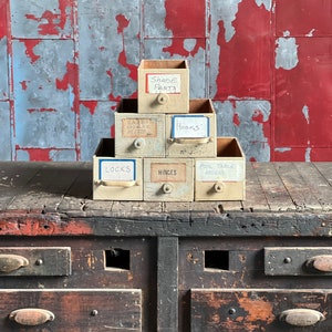 Lot of 6 Repurposed Cheese Box Drawers Rustic Home Storage