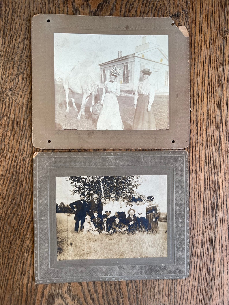 Antique Exterior Group Photo Cabinet Card Lot Country Home Pictures image 4