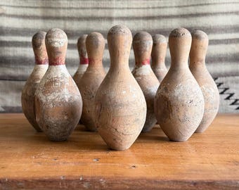 Vintage Lot of 9 Duck Pin Bowling Pins