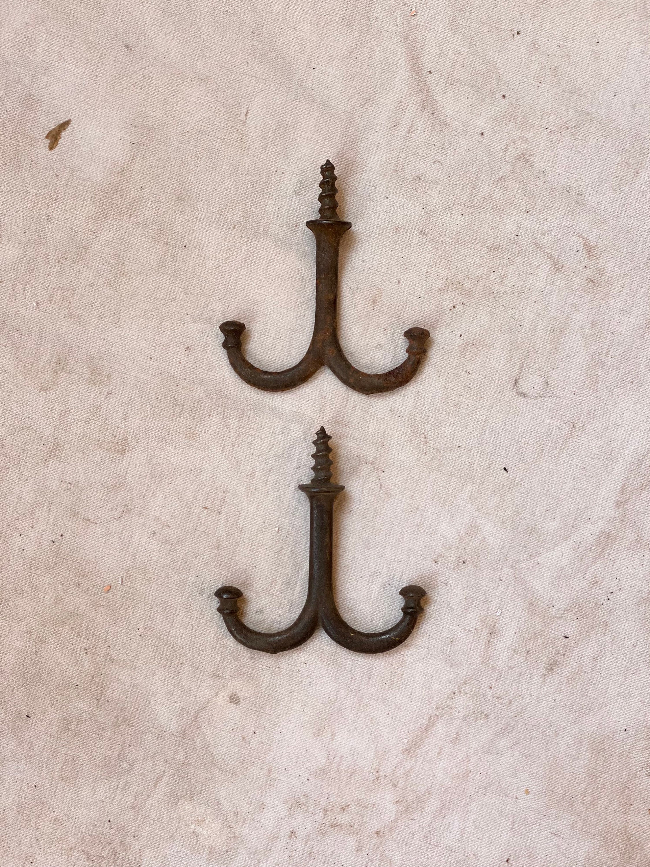 Pair of Antique Cast Iron Coat Hooks Salvaged Hardware Etsy