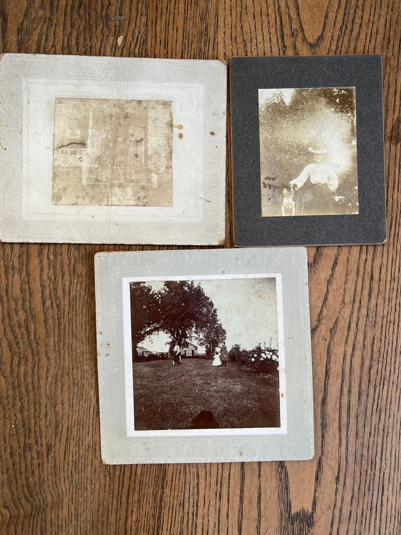 Antique Exterior Group Photo Cabinet Card Lot Country Home Pictures image 3