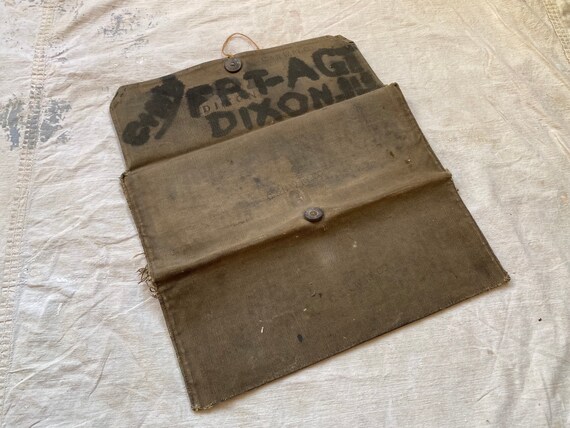 Pair of Rustic Canvas C&NW RR Memorandum Messenge… - image 9