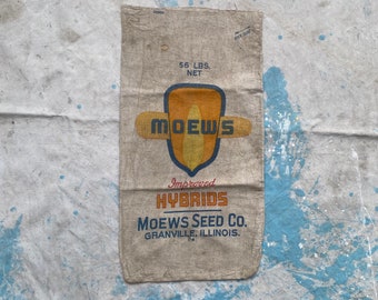 Vintage Moews Seed Co Granville, IL Sack Farmhouse Rustic Decor