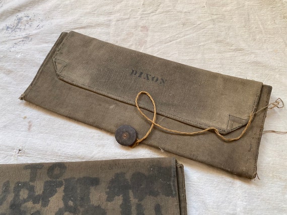 Pair of Rustic Canvas C&NW RR Memorandum Messenge… - image 2