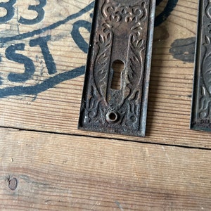 Pair of Pressed Door Plates Ornate Salvaged Hardware image 4
