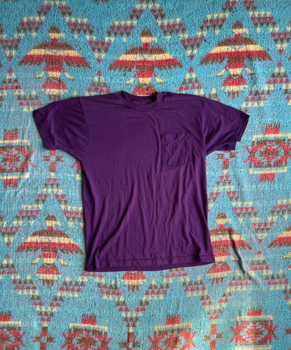 Vintage 80s Fruit of the Loom Pocket T-shirt - Etsy