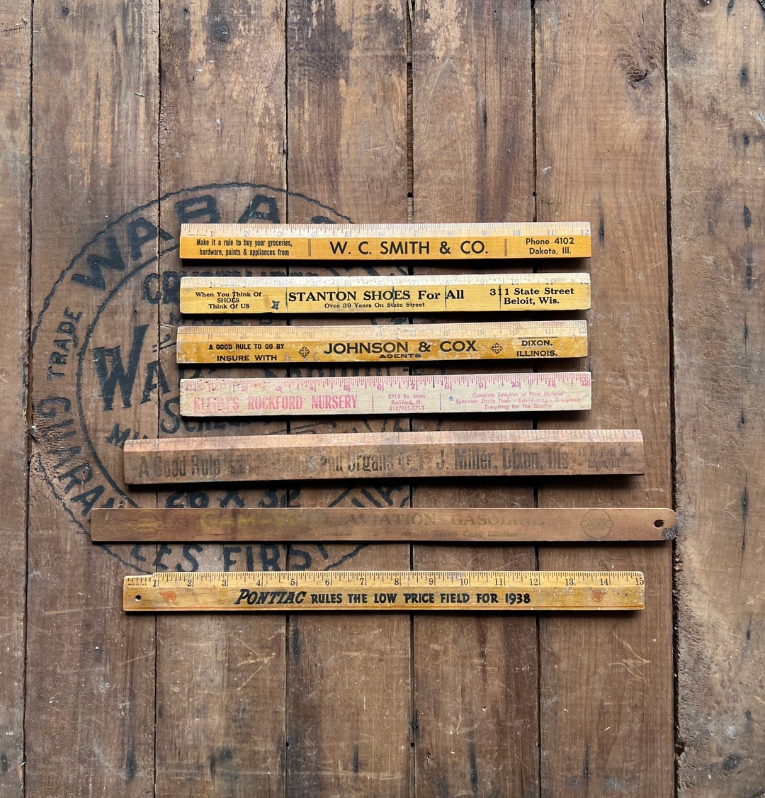 Vintage Lot of Wood Advertising Rulers - Etsy