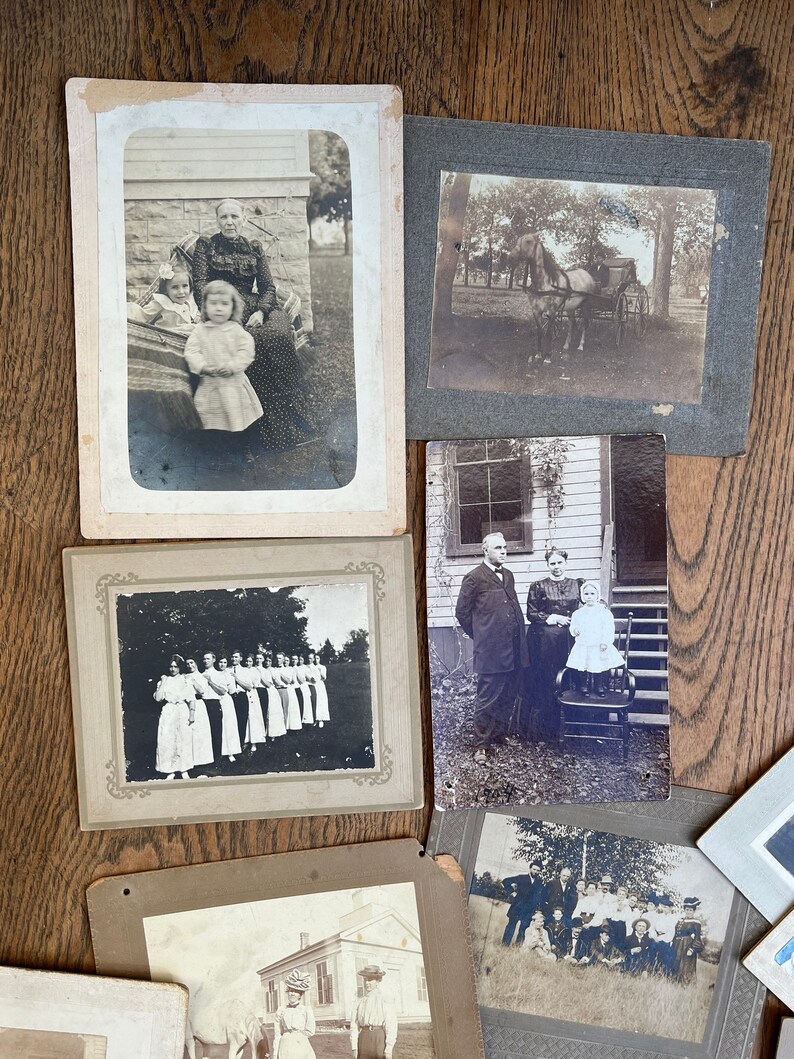 Antique Exterior Group Photo Cabinet Card Lot Country Home Pictures image 6