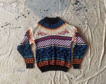 Vintage Mixed Blues Vibrant Crewneck Sweater