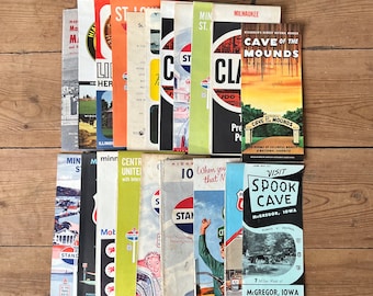 Vintage US Midwest Gas Station Road Maps